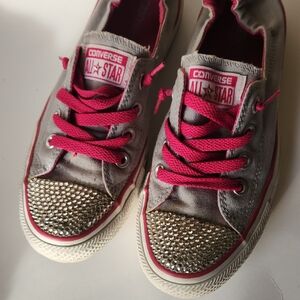 Converse All Star Metallic Sneakers with Pink Laces